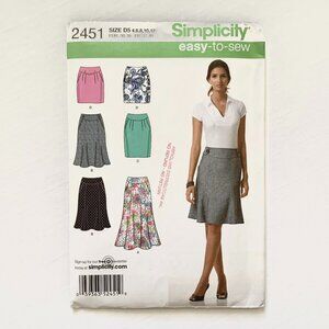 Simplicity Easy To Sew Pencil Skirt Sewing Pattern 2451 Size D5 4-12 Uncut